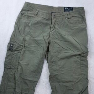 Kuhl Vintage Patina Dye Cargo Pants Green Womens 10 Utility 32x32 Hiking Outdoor